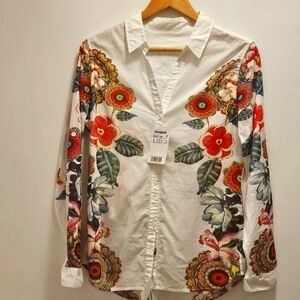 NWT Desigual womens collared shirt size large